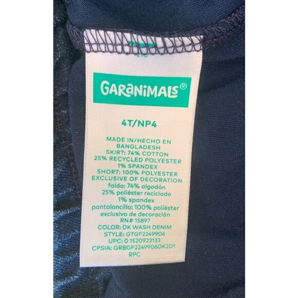 Garanimals Girls Denim Skort -  Size 4 Toddler - Picture 3 of 3